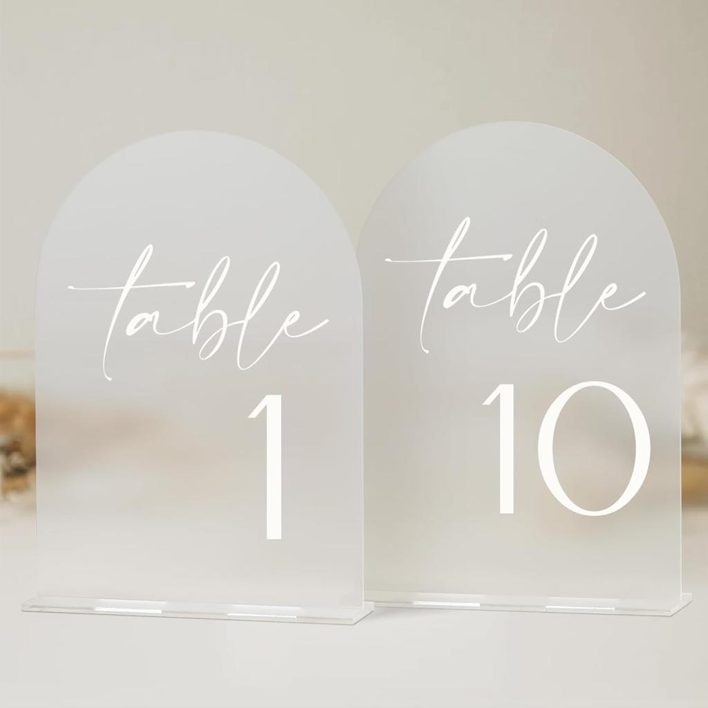 Arch Acrylic Wedding Table Number Card with Stand Mirrored Table Number Holder for Wedding Reception,Party,Anniversaries,Event