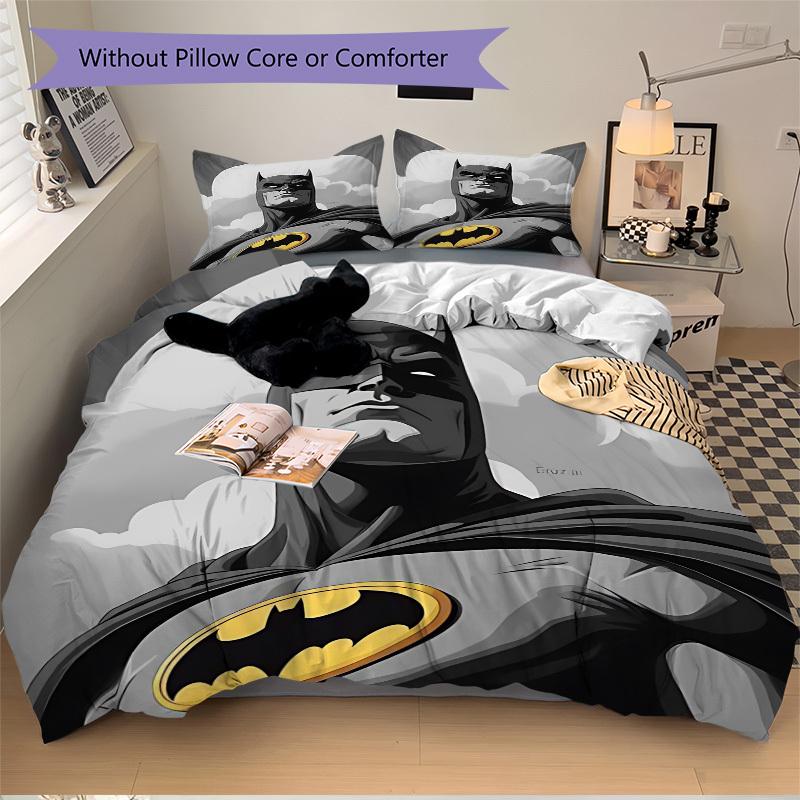 3pcs Batman Symbol Duvet Cover Set, 1 Duvet Cover + 2 Pillowcases (No Insert), High-Definition Print for All Seasons,Durable yy251103007