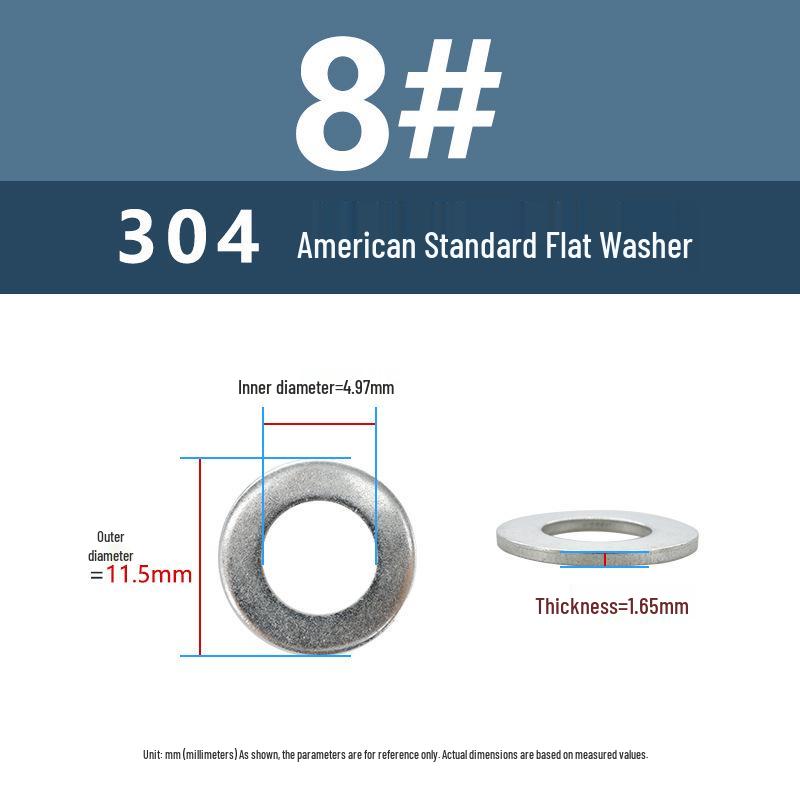 Yigu American 304 Stainless Steel Enlarged Thickened Washer 7/8" Hardware Screw Flat Round Piece