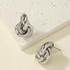 European-American Style Gold Geometric Twist Earrings - Fashionable, Niche Multi-Layer Design