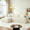 Modular L-Shaped Corduroy Sofa with a Length of 239 Cm, Floor-Level Sofa Set, Compact Foam-Padded Sofa, Suitable for Living Room and Bedroom, Left