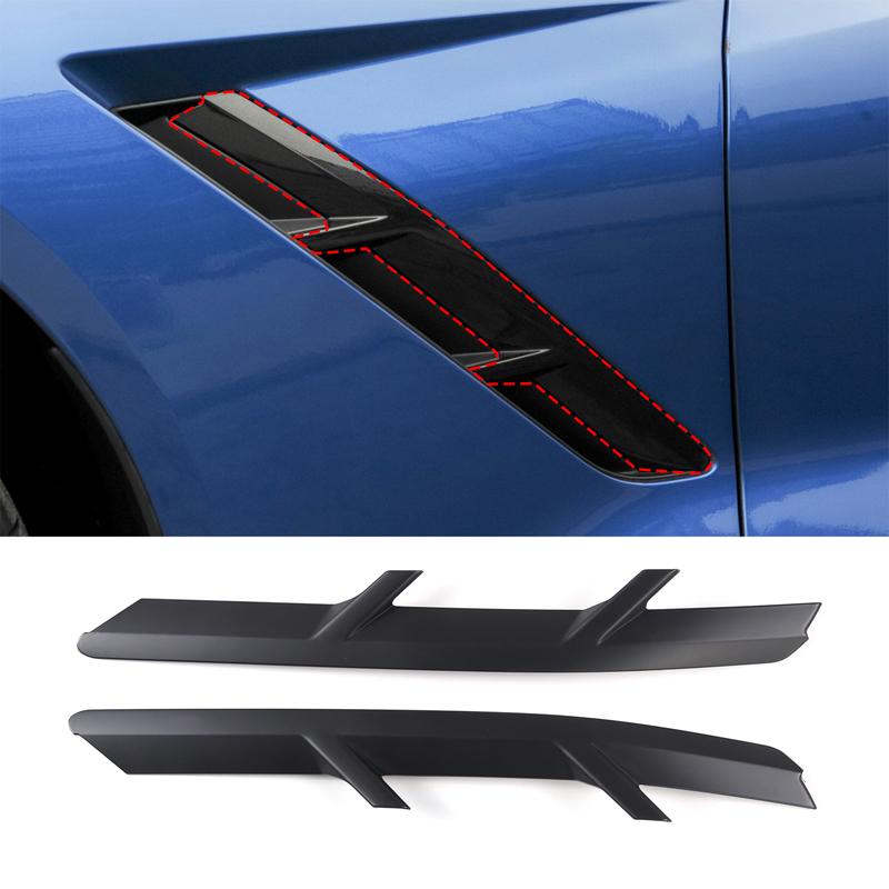 For Chevrolet Corvette C7 2014- ABS Carbon Fiber Fender Side Air Vent Cover Trim Shark Gills Side Vent Sticker Accessories