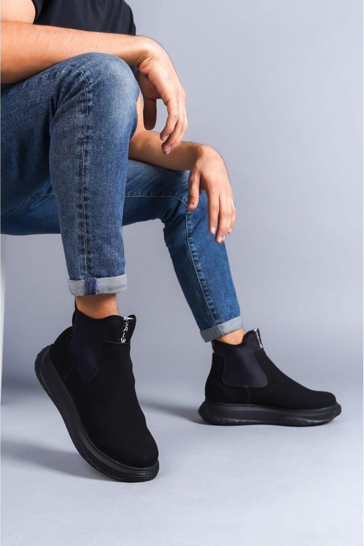 

Мужские модные замшевые ботинки на плоской подошве Bootie Kawasaki, замшевые спортивные ботинки без шнурков, черные туфли 40