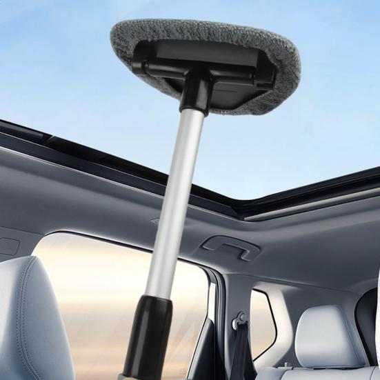 Cleaning Brush with Telescopic Handle 26-41cm Multi-Functional Microfiber Car Window Cleaner for Defrosting Defogging Soft Lint-Free Head Non-Slip