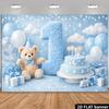 2D Teddy Bear 1st Birthday Backdrop for Newborn Photography