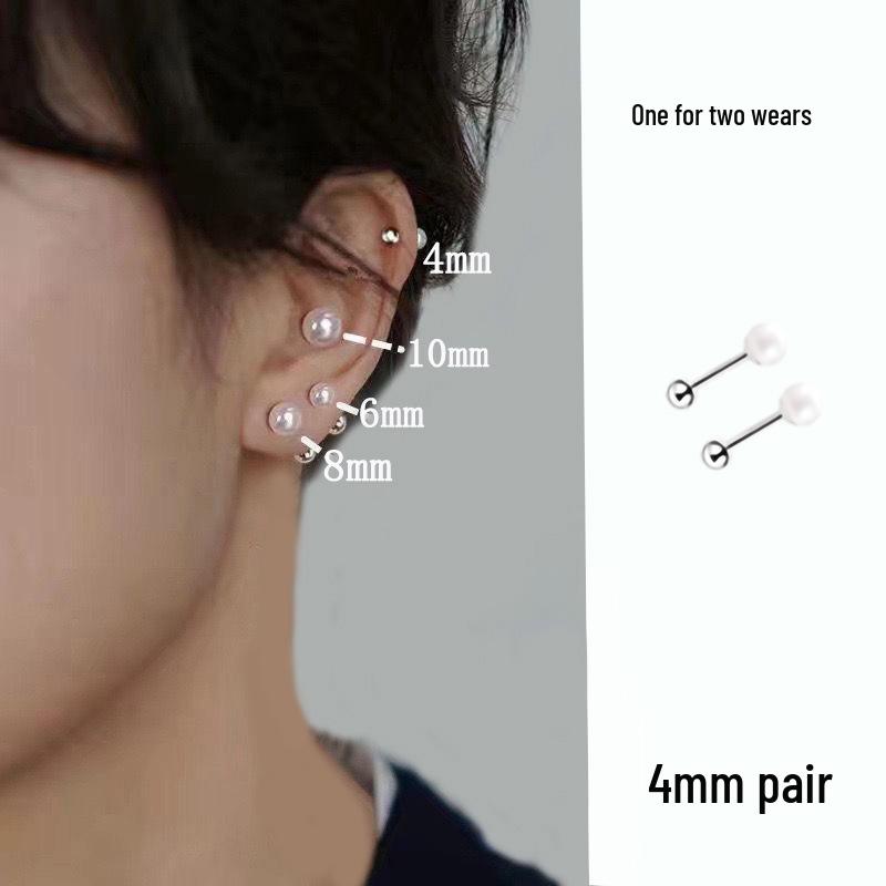 Boucles d'oreilles coréennes rétro perle aiguille argent 925 pour femmes - Style célébrité