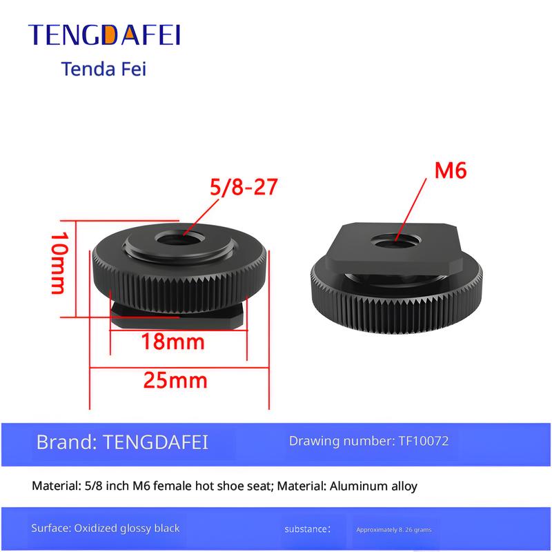 1/4 Camera Hot Shoe Mount with 3/8 Cold Shoe Adapter, 5/8 Adapter Base & Tripod Head Extension Screw for Flash Stand Base
