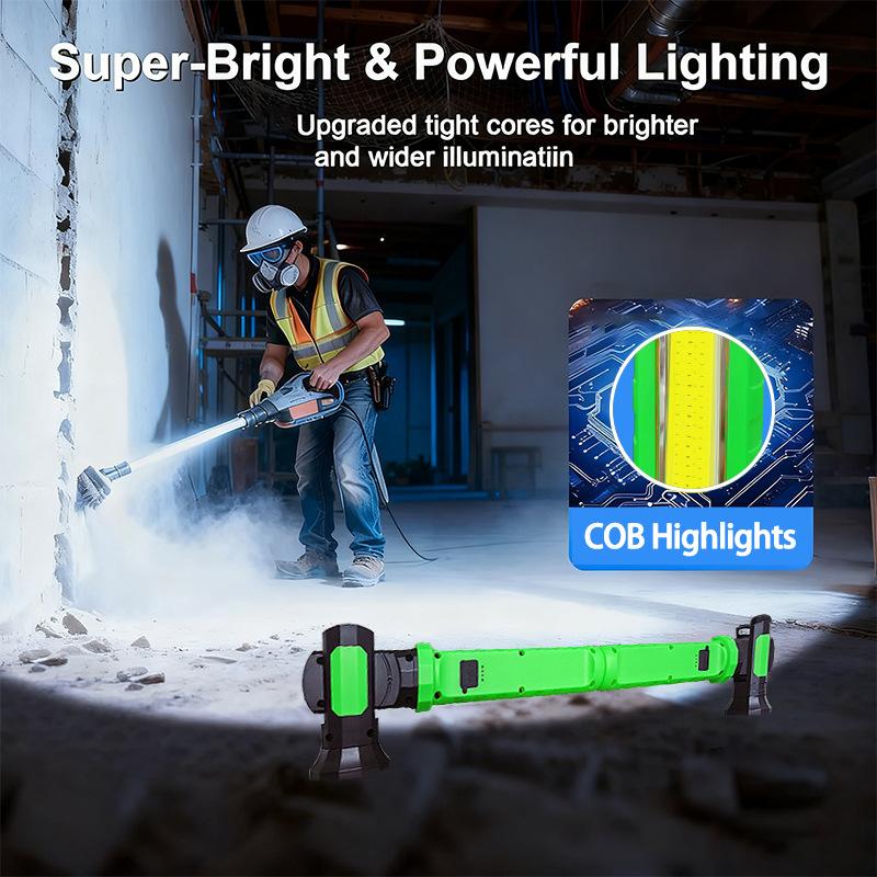 Work Light Bright LED Work Lights Rechargeable Magnetic Underhood Work Light with Hooks Cordless Battery Powered Flashlight