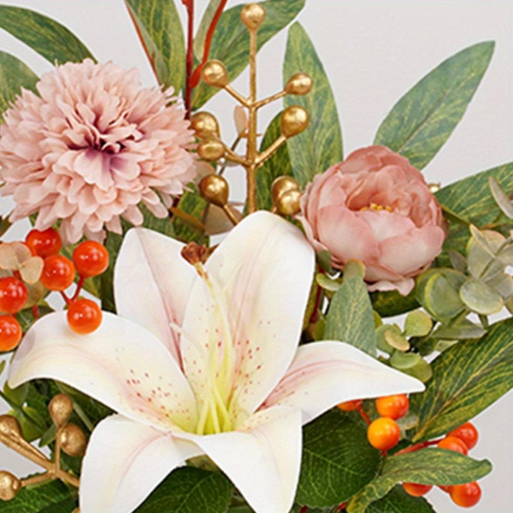 Faux Flowers Artificial Flowers in Vase for Home Decor Fake Flowers Arrangement with Vase for Coffee Table Kitchen Dining Table Centerpiece Decoration