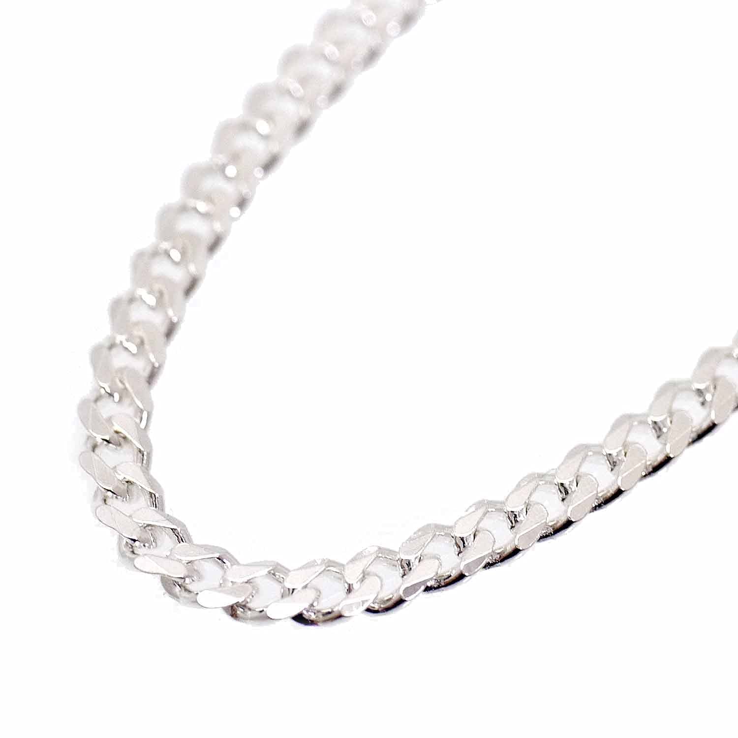 

Silver One Men s 925 Silver Curb Chain Necklace, Made in Italy, m1 [White Silver, 6-Sided Cut, 3.5mm Wide, 1.2mm Thick] [70cm]