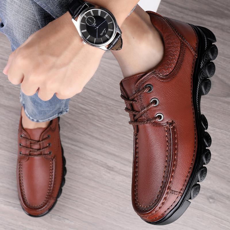 Herbst Mode Tooling Herren Echtleder Freizeitschuhe Männlich Atmungsaktiv Dicke Sohle Sneakers Luxusmarke Business Herrenschuhe