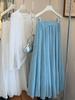 Women's Spring Ice Silk Cotton Linen High Waist A-Line Pleated Long Skirt
