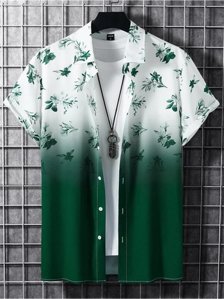 Stile Pianta Hawaiana Stampa 3D Camicie da Uomo Estate Festa in Spiaggia Manica Corta Uomo Top Traspirante da Esterno Moda Abbigliamento da Strada