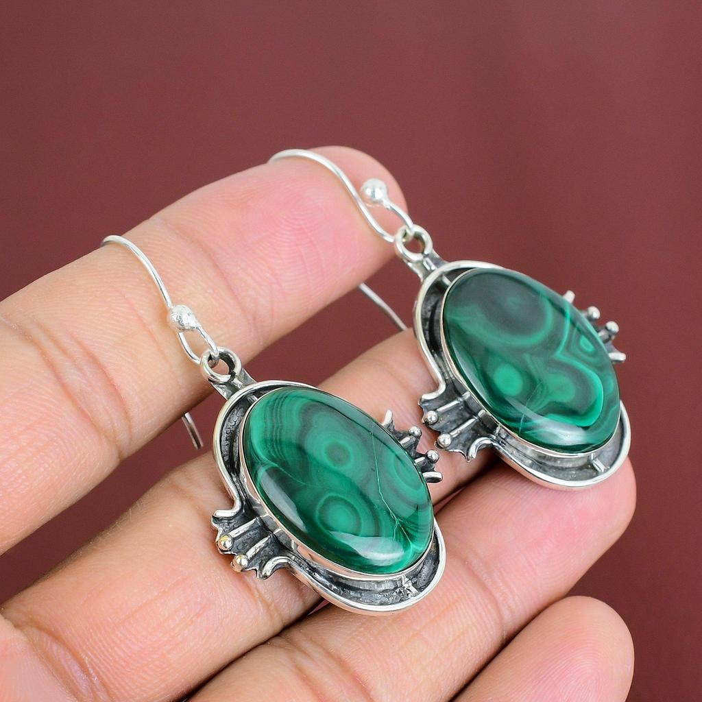 Malachite Earring Gemstone Jewelry Handmade Earrings 925 Sterling Silver Earring Dainty Malachite Jewelry Brand New Earring Engagement Gifts