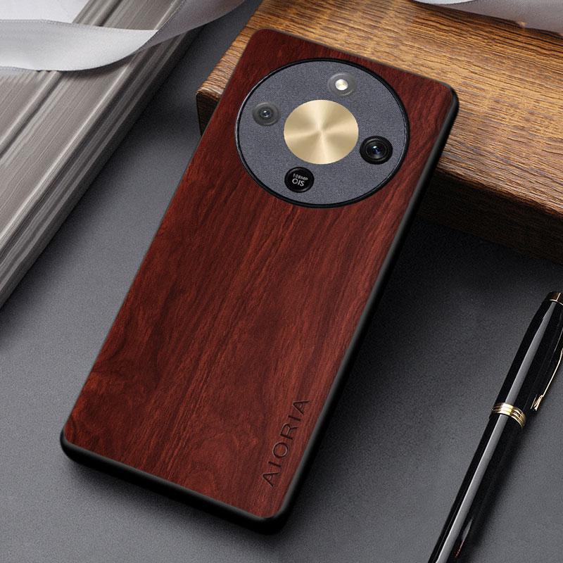 Dla Honor Magic 8 7 6 5 Lite Pro Etui capa funda nowe modne wzór drewna skórzane PU okładka dla magic8 lite etui coque
