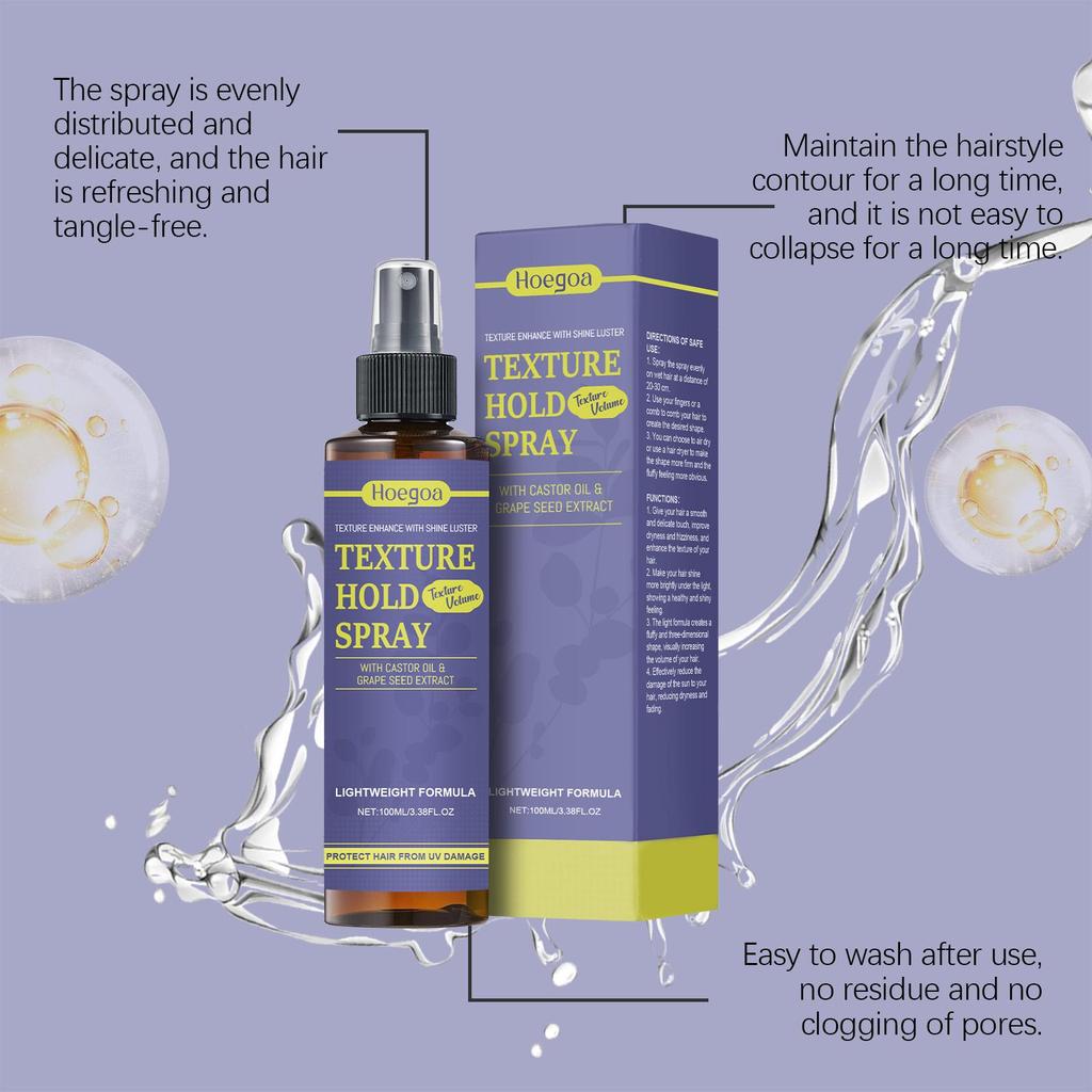 Spray Fissante Texture Capelli Migliora la Lucentezza Asciugatura Rapida Finish Naturale Unisex Uomo Donna Protezione dal Calore Non Appiccicoso Tenuta