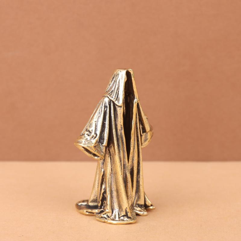 Grim Reaper Small Statue Brass Faceless Men Hooded Robe Figurines Retro Metal Home Office Desktop Decorations Ornaments Gifts