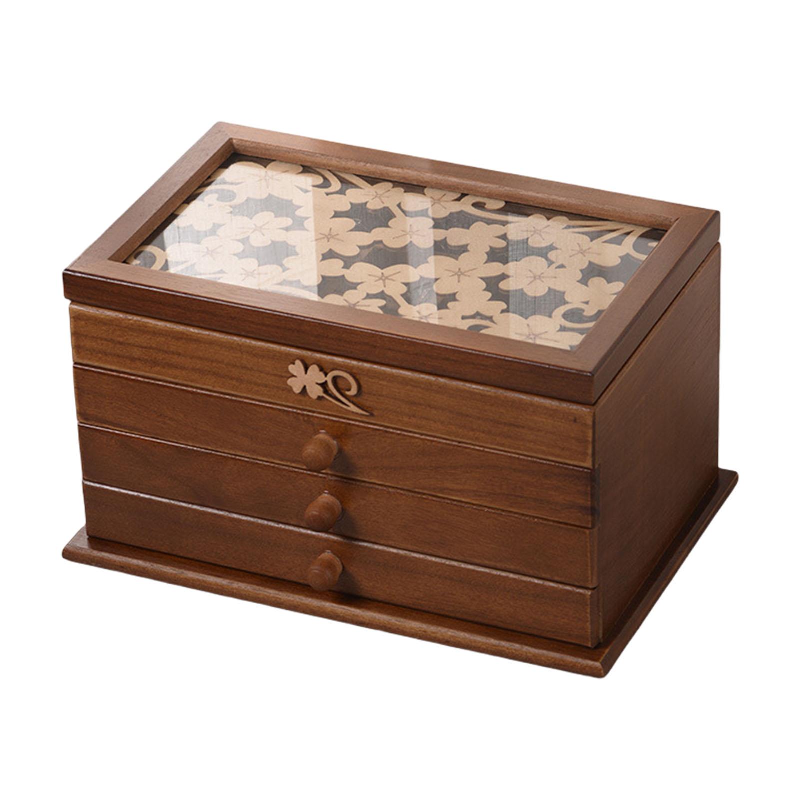 

Decorative Wood Jewelry Storage Case Chest Storage Organizers with 3 Drawers with Elegant Styles for Home Decoration 1