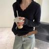 Women's Lace Bow V-Neck Wool Sweater - 2024 Autumn/Winter Slim Fit French Style