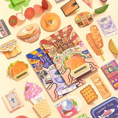 16 Blätter/Beutel Kann beschriftet werden Lustiger Haftnotizzettel Kreative Snacks Dessert Obst Tägliches Muster Faltnotiz Für Nachrichtenpapier Grußkarte