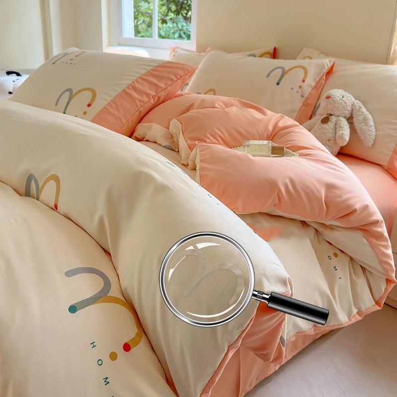 

Fashionable Cartoon 3D Printed Soft Four Piece Bed Set Ab Double-Colored Skin-Friendly Bed Sheet Home Bed Linens for Adults 1.2m-150x200cm 3pcs