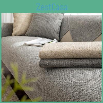 Living Japanese Cotton Linen Style Room Sofa Cushion Four Seasons Universal Solid Color Cloth Liner Cover Towel Nonslip Sofa Cover