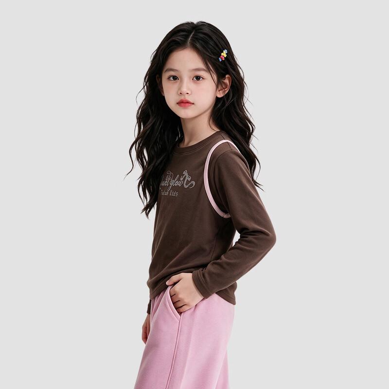 Girls' Antibacterial Long-Sleeve Rhinestone Bow T-Shirt