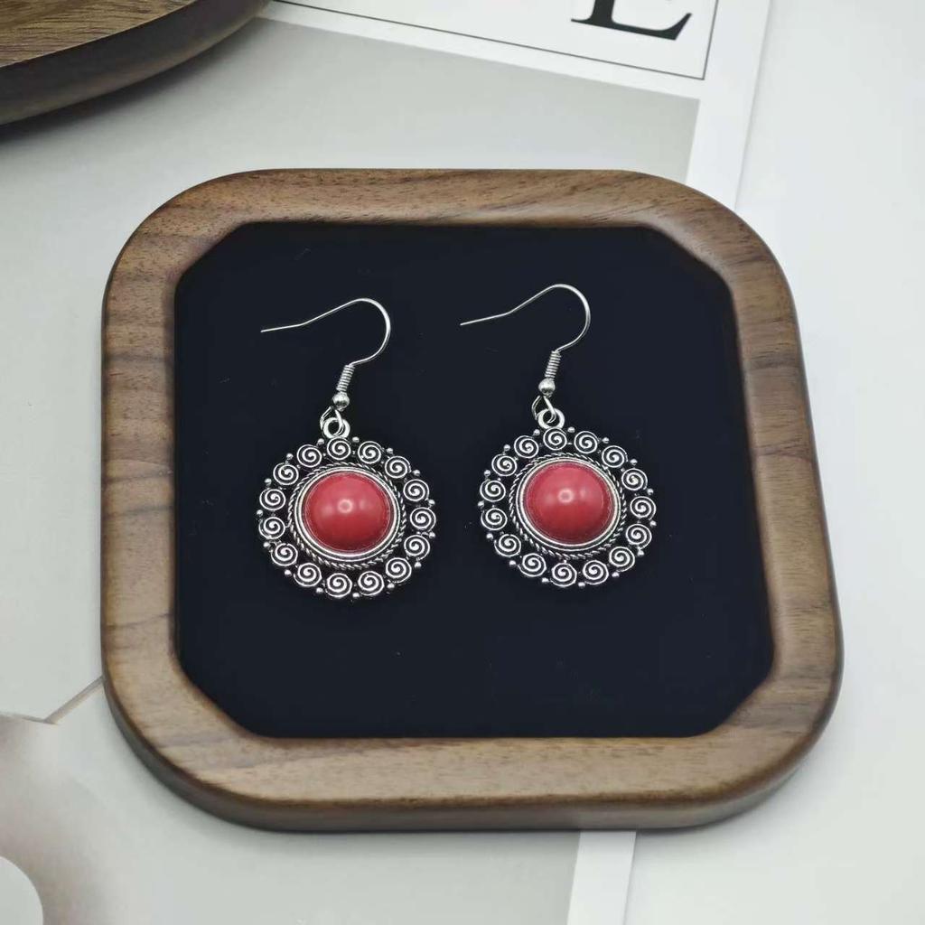 Böhmische ethnische Ohrringe Türkis geometrische hohle Fransenohrringe Ohrringe Frauen