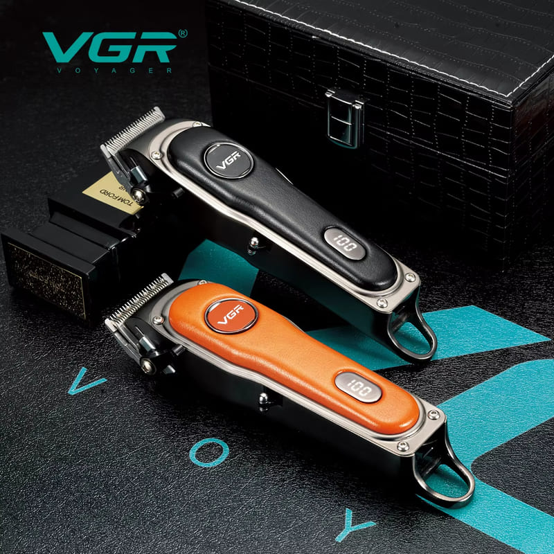 New Men's Hair Removal Device Metal Leather LCD Digital Display Hair Clipper Home Salon Haircut Oily Hair Clipper Strong Power Long Battery Life