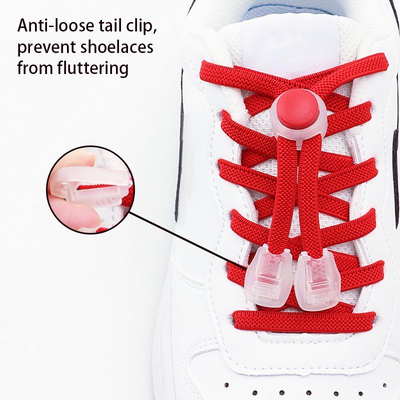 1Pair/2Pair NEW Elastic Shoe Laces Flat Shoelaces Without Ties Kids Round Snap Lock  Adult Quick Shoelace Shoe Accessories