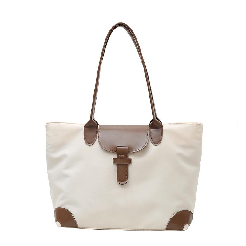 Designer Luxury Nylon Women's Bag  Light Color Contrast  Large Capacity  One Shoulder Shopping Bag