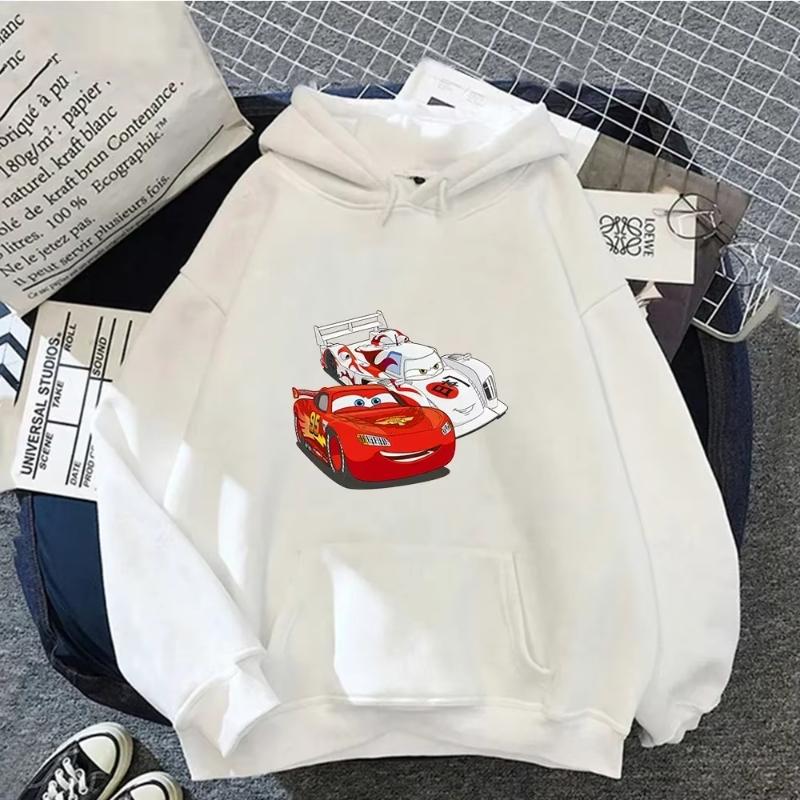 Cars Lightning McQueen Hoodies Women Vintage Jasmine Kawaii Hooded Pullover Clothes Cartoons Sweatshirt Harajuku Aesthetic Tops
