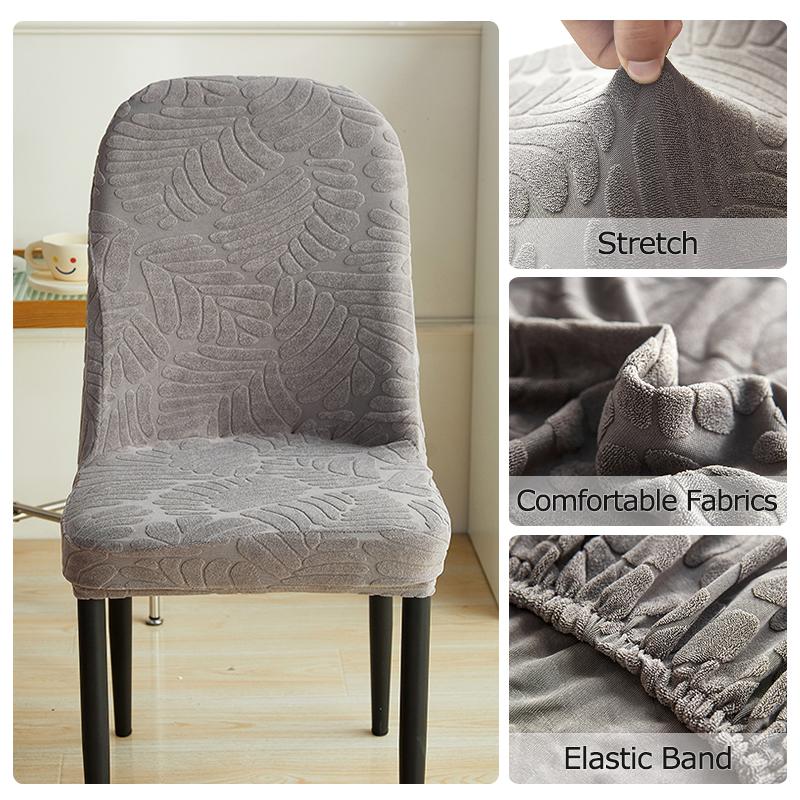 1 Piece Jacquard Curved Back Chair Cover Elastic Spandex Chair Covers Modern Stretch Seat Case For Dining Room Living Room