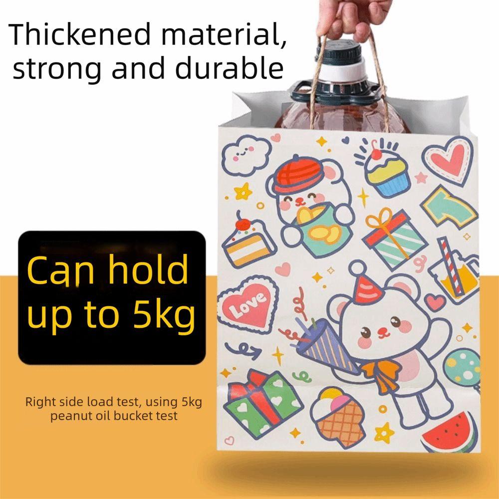 10Pcs New Cartoon Gift Bags Kraft Paper with Handles Snack Packaging Bag Lucky Eco-Friendly Shopping Bags Gift Wrapping