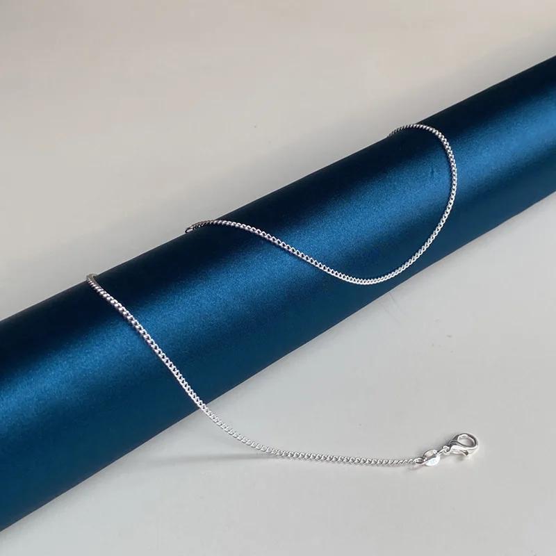 925 Silver 2MM 40-75cm Side Chain Necklace Men Women Charm Wedding Party Gift Jewelry Accessories