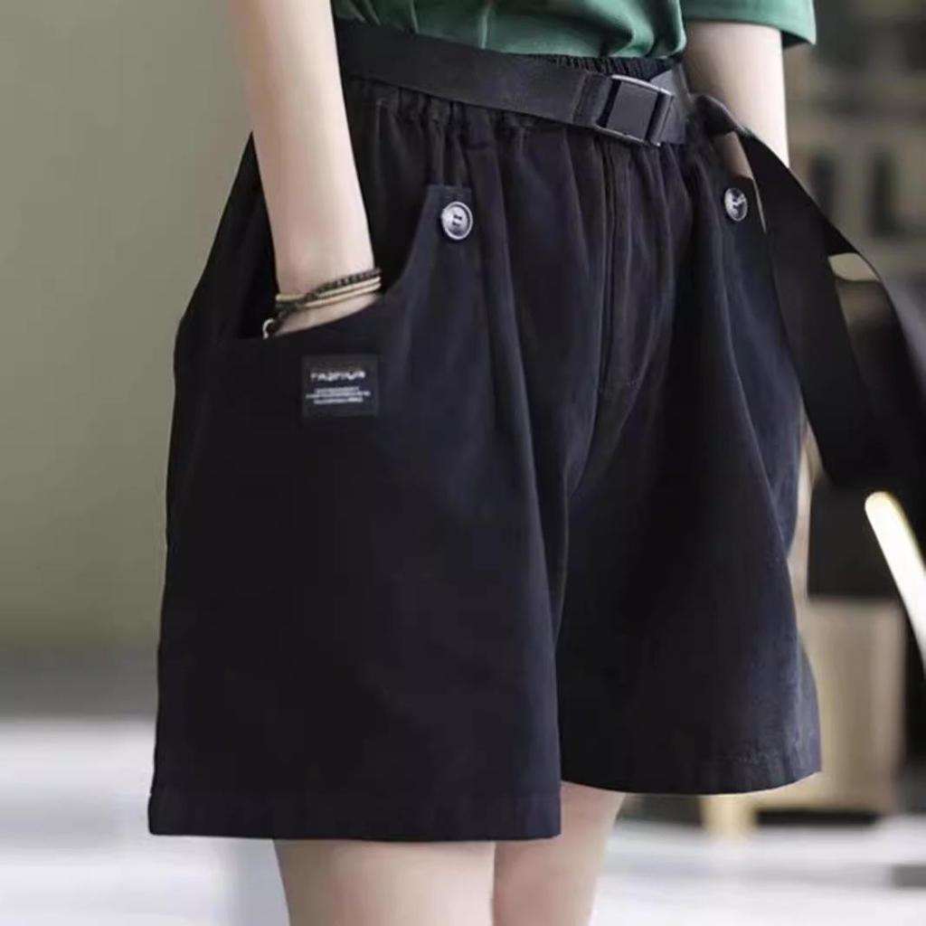 2025 Women's Summer Wide-Leg Cotton Shorts: Loose, Large, Slim-Fit, Versatile, Fashionable, Literary, Five-Point Casual Design