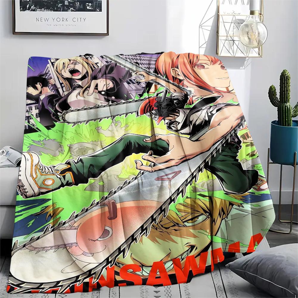 1Pc Chainsaw Man Print Flannel Blanket, High quality Comfortable for All Seasons, Home Decor, Warmth and Comfort, Perfect for Christmas Gifts