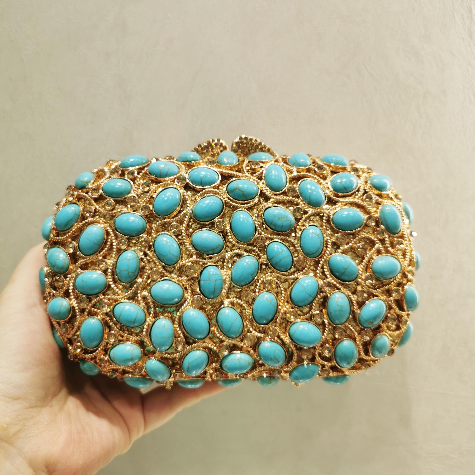 

Hollow Out Gold Diamond Evening Bags Big Stone Women Designer Wedding Dinner Clutches Fashion Girls Crystal Minaudiere Purses 16.5cmX9cmX4.5cm