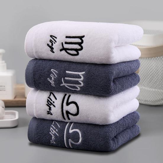 Shower Towel Thickened Lint-free Letters Embroidery Highly Absorbent Soft Cotton Face Towel Washroom Supplies