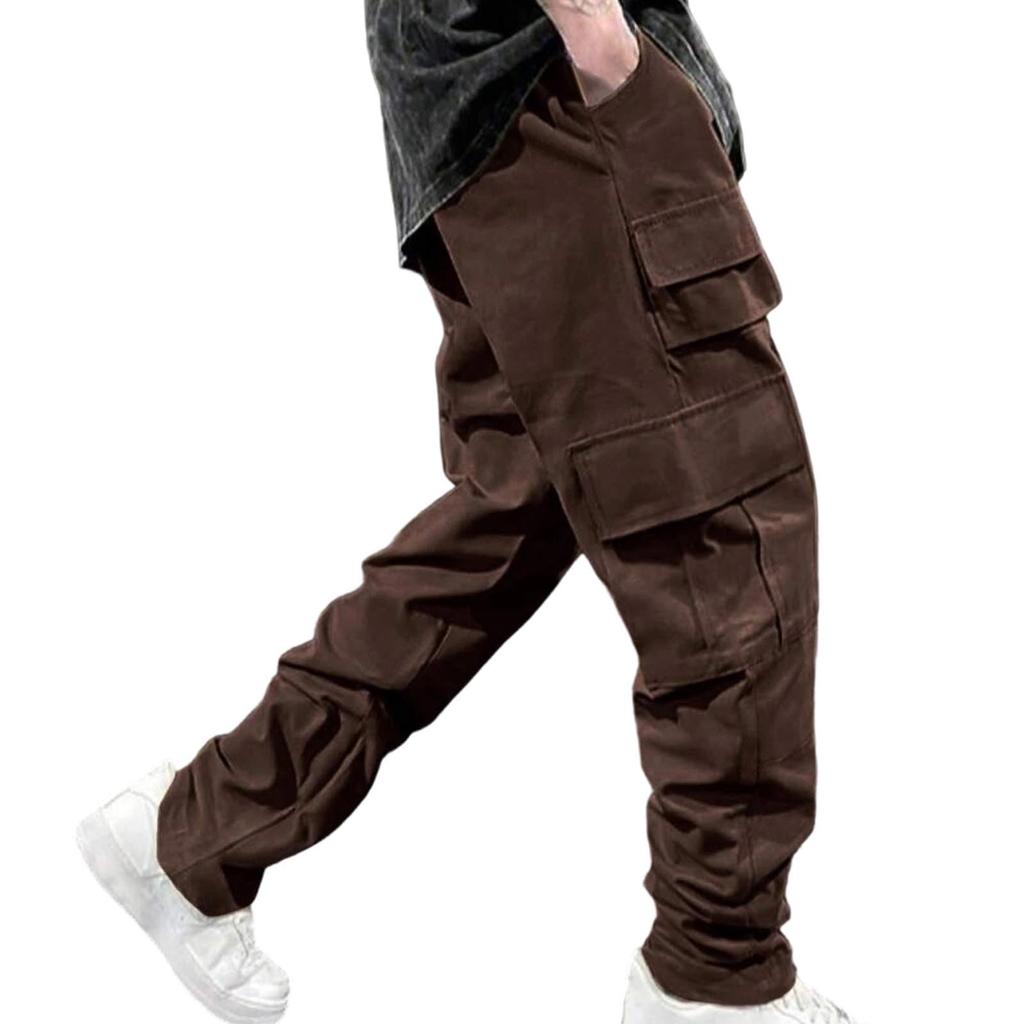 Men's Multi-Pocket Cargo Drawstring Pants, Loose Fit Casual Trousers