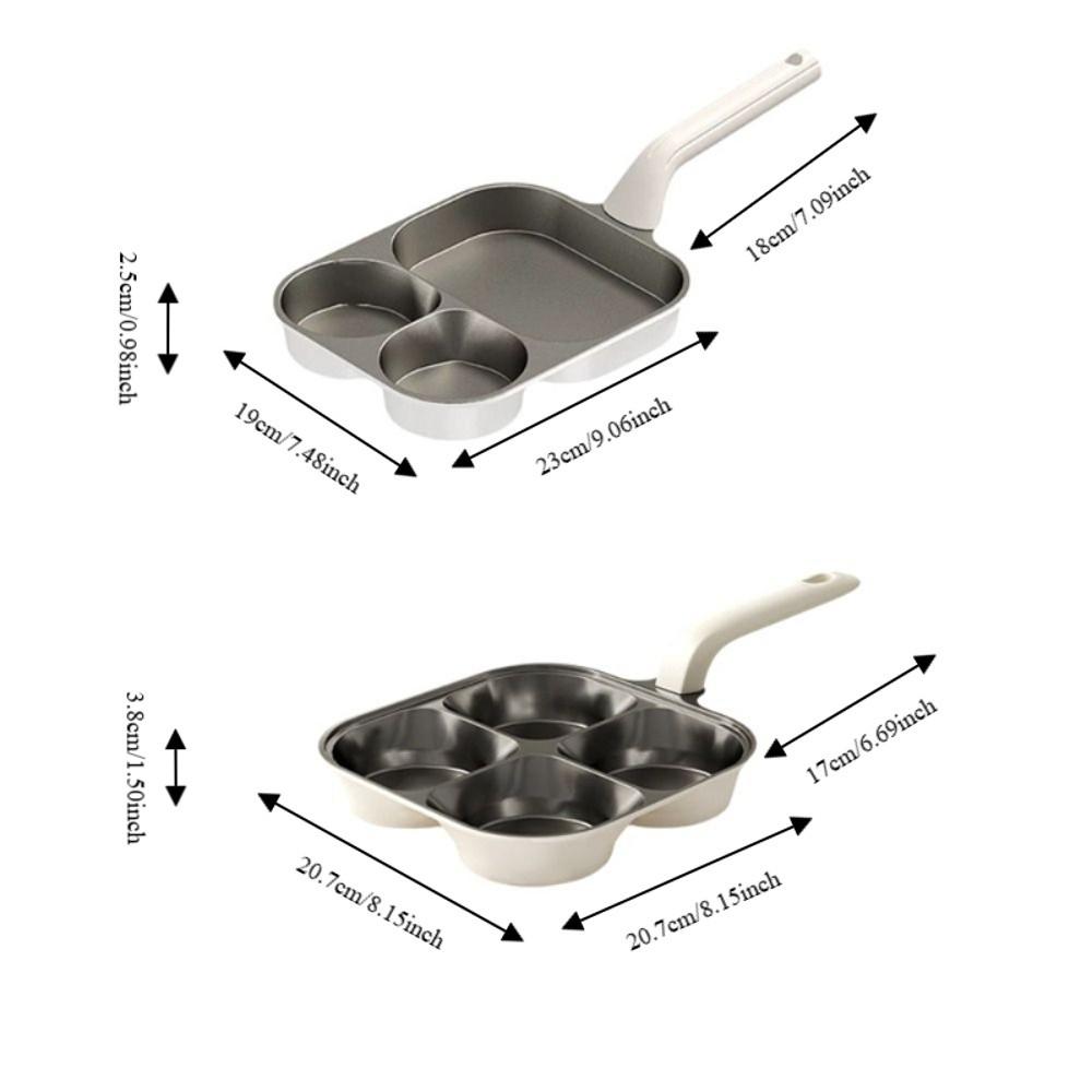Ergonomic Handle Titanium Omelette Pan 3/4 Grid Pancake Pan Universal Breakfast Frying Pan  Burger
