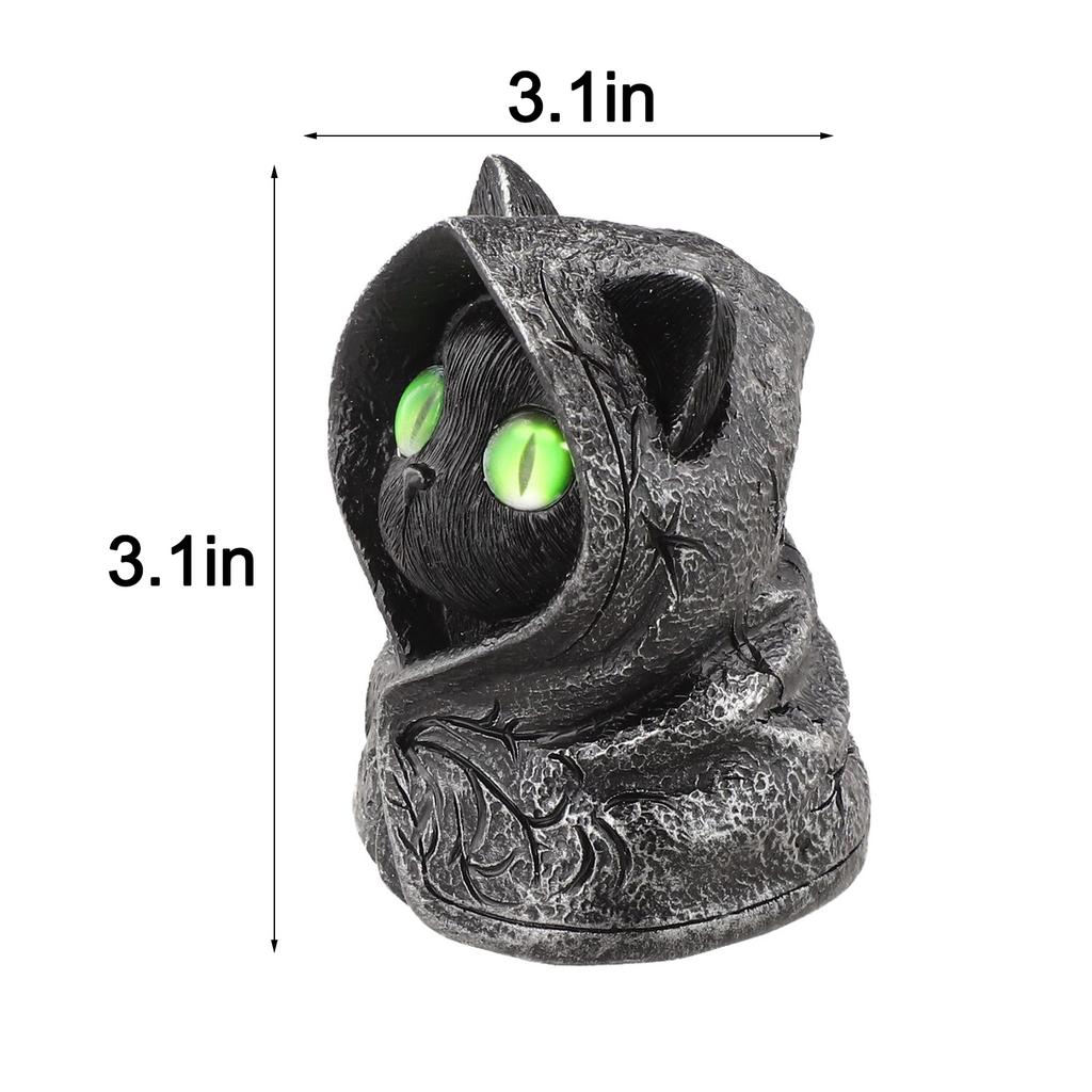 Collectible Cat Figurine Gothic Cat Statue 8cm Cat Lover Present Emerald Eyes Feline Figurine Intricate Detailing