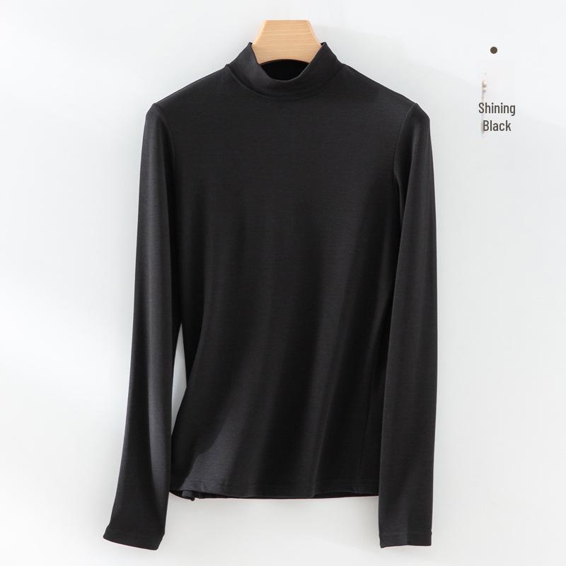 Damen Modal Kaschmir Seide Thermischer Rollkragen Langarm Top für Herbst & Winter