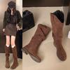 Fashion Women's Boots Low Heel Side Suede Thigh High Women's Boots Retro Woman Booties Autumn Winter Knee High Boots