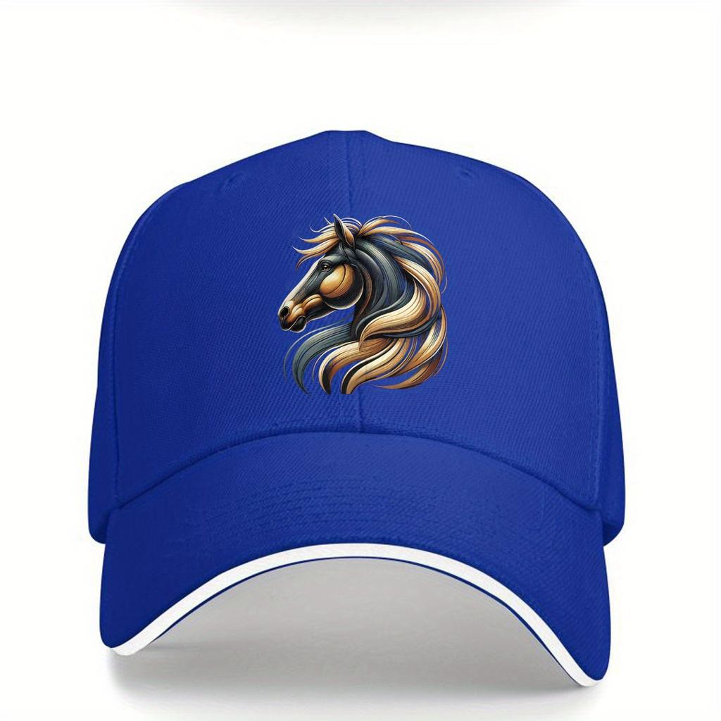 Artistic Horse Head Print Polyester Baseball Cap Unisex Casual Adjustable Summer Trucker Hat