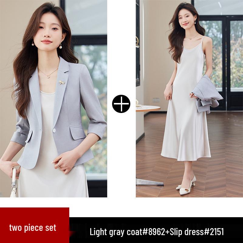 Women's Spring 2025 High-End Korean Style Blazer & Pants Set - Casual & Professional