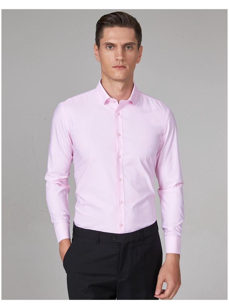 Golden Shield Men's Long Sleeve Non-Iron Bamboo Fiber White Shirt - Business Formal