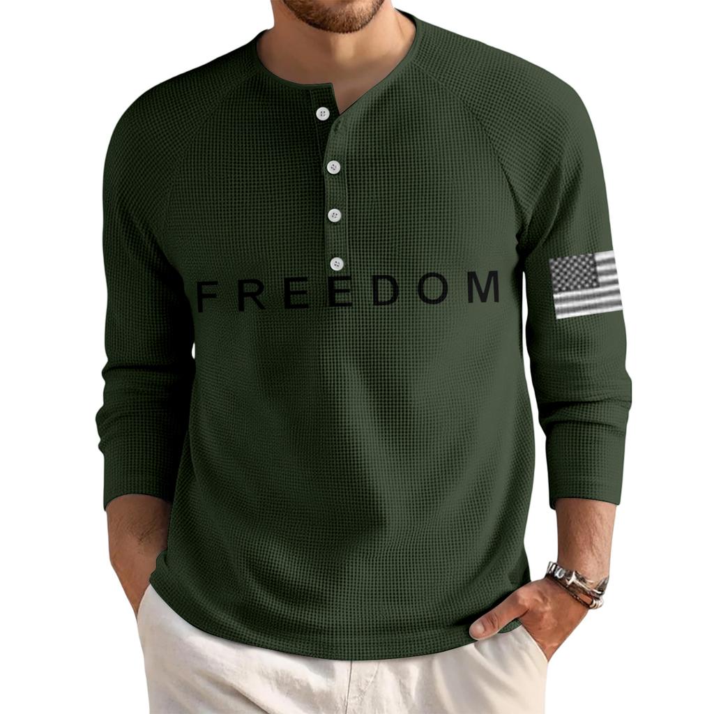 Men's Loose Casual Button Down Collar Long Sleeve Top