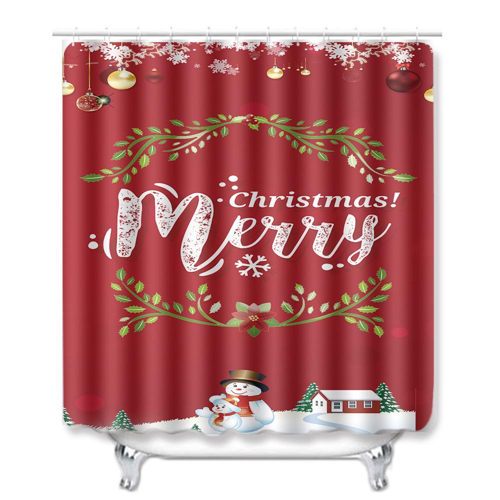 Christmas Home Door Mat Bathroom Shower Curtain Floor Mat Combination Four-Piece Set Bedroom Living Room Carpet