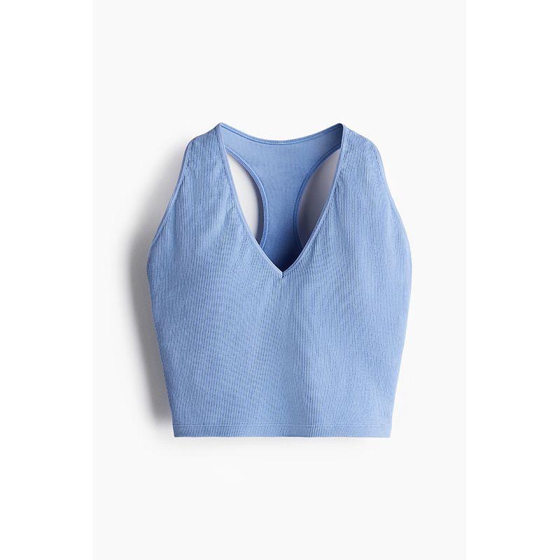 

[H & M Move Drymove™] Женский спортивный бюстгальтер Летний бесшовный для тенниса Интимное белье 1265819 B75(S) Light Blue